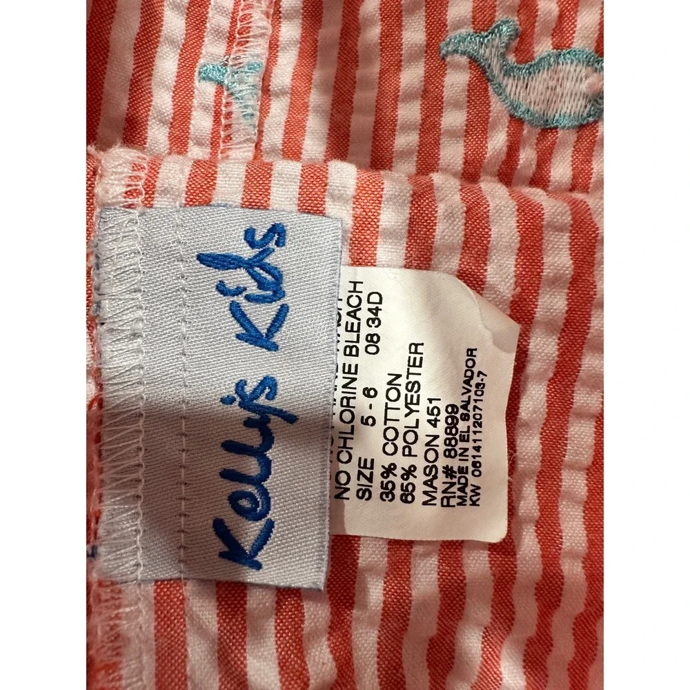 Kelly's Kids Boys Seersucker Shorts Bundle‎ Red White Stripe Whale Sailboat 5-6